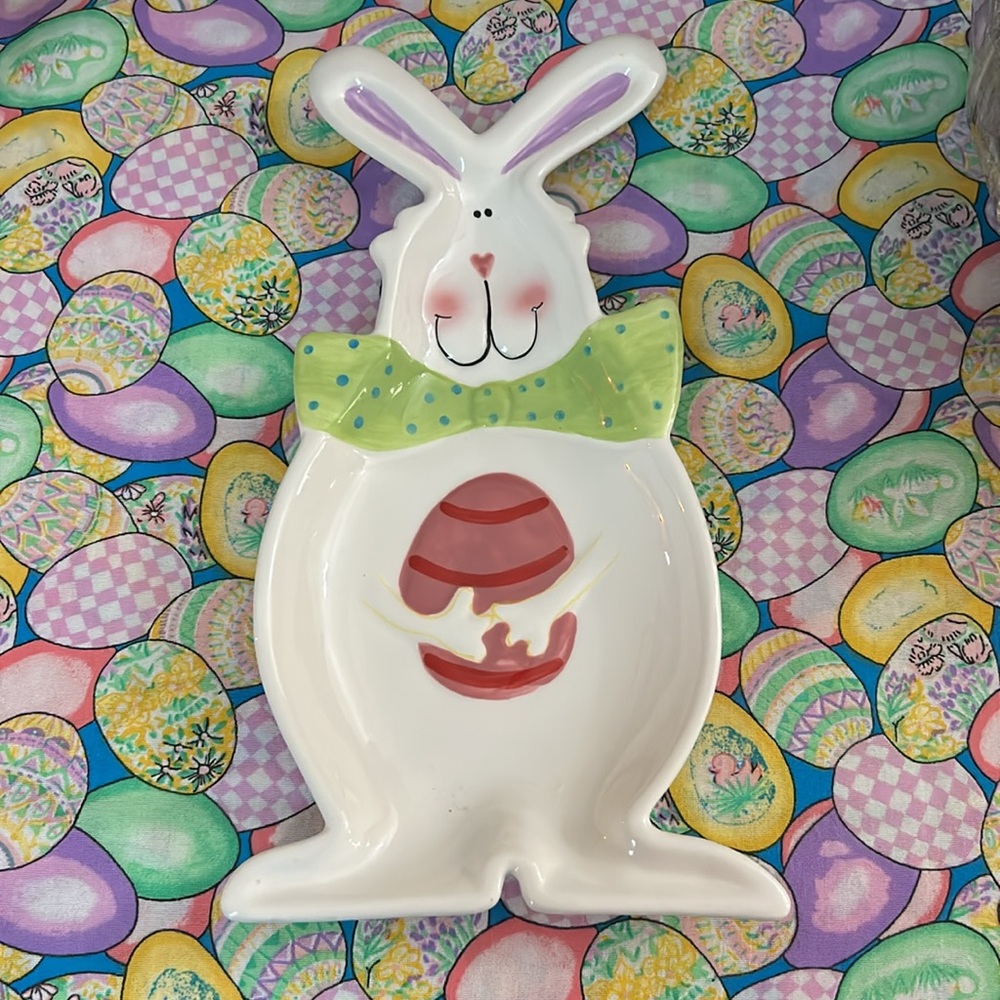 Easter Bunny Ceramic Plate / Tray - Ellen Crimi-Trent - NEW!